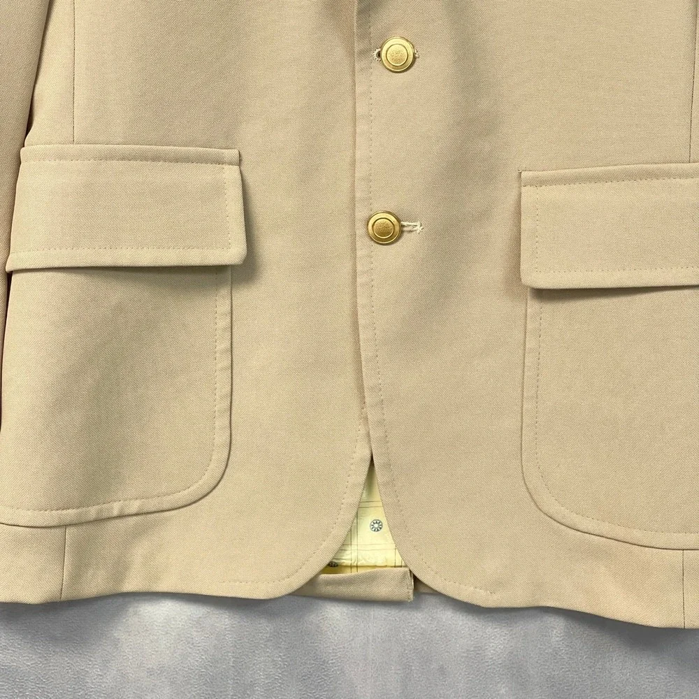 Vintage Sears The Classic Collection Blazer Mens 38 Tan Gold Button 70s Disco